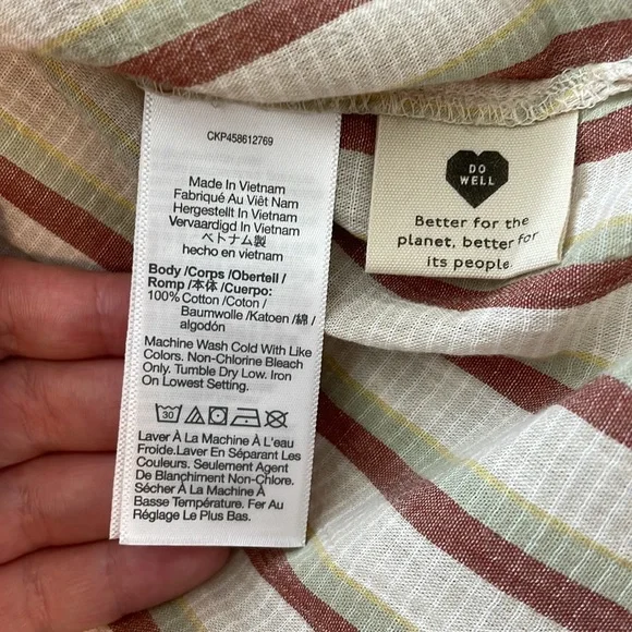 NWT Crinkle Cotton Lakeline Popover Shirt in Stripe - Size Large - Picture 9 of 10